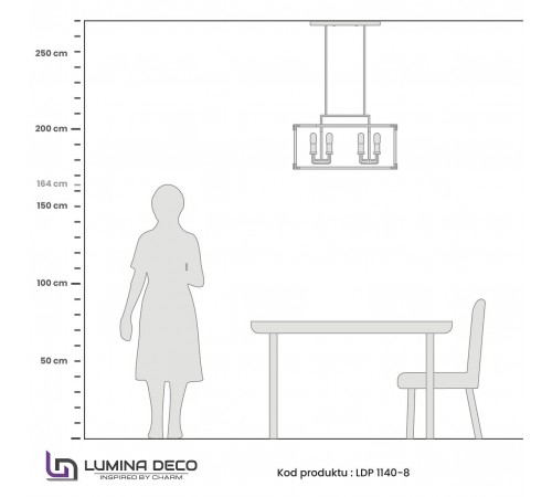 Подвесной светильник LUMINA DECO LDP 1140-8 BK+MD Waldorf