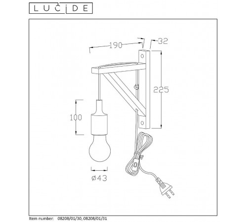 Бра Lucide 08208/01/30 Fix Wall
