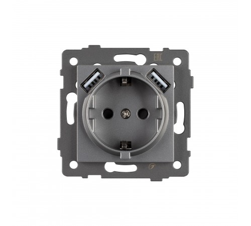 Розетка с заземлением и 2хUSB type A, без рамки Arlight 49820 SCT