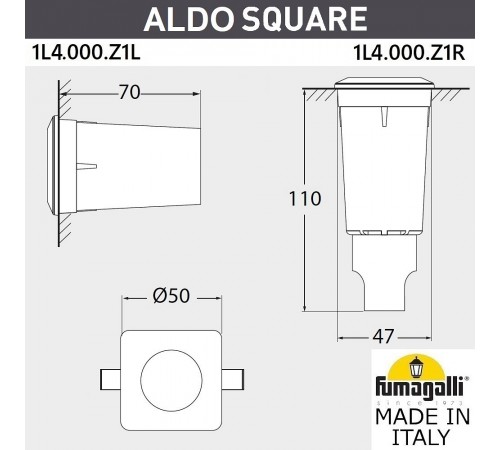 Встраиваемый в дорогу светильник Fumagalli 1L4.000.000.AXZ1L Aldo