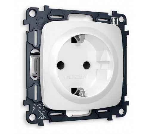 Розетка с заземлением и со шторкой, без рамки Ambrella Volt MO127010 Quant
