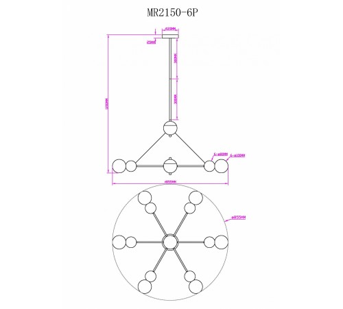 Люстра на штанге MyFar MR2150-6P Paulo