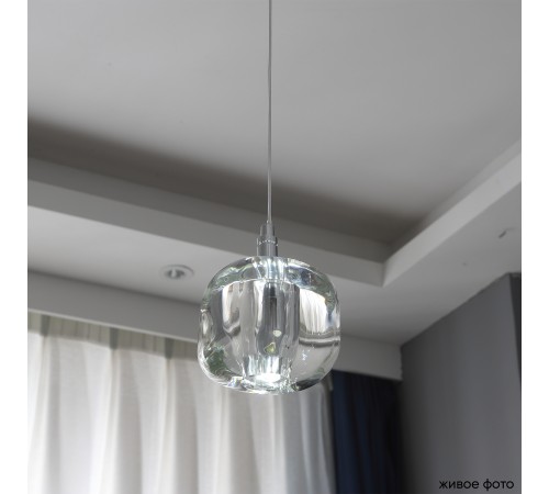 Светильник подвесной Crystal Lux BOX SP1 CHROME/TRANSPARENT