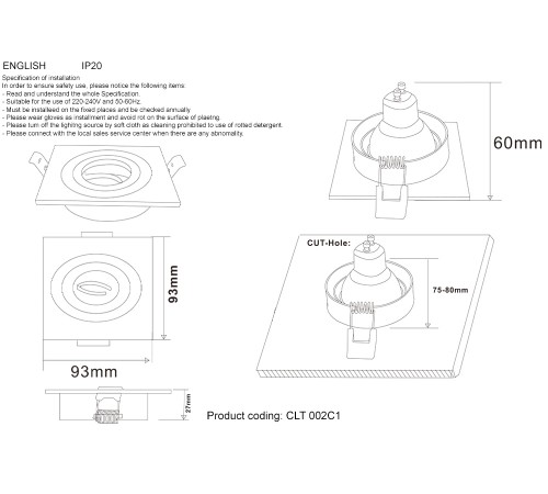 Светильник встраиваемый Crystal Lux CLT 002C1 WH