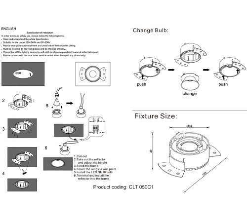 Светильник встраиваемый Crystal Lux CLT 050C1 WH-CH