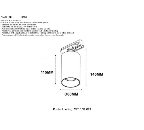 Светильник однофазный Crystal Lux CLT 0.31 013 BL-BL
