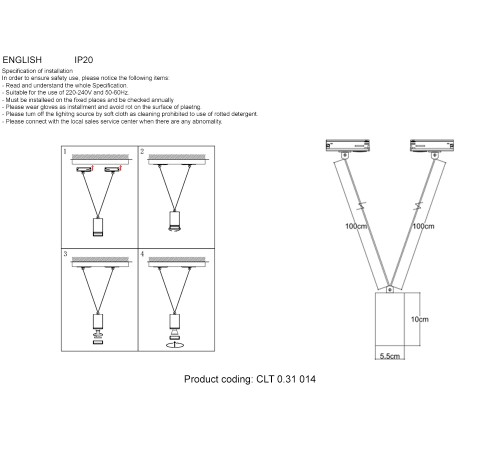 Светильник однофазный Crystal Lux CLT 0.31 014 GO