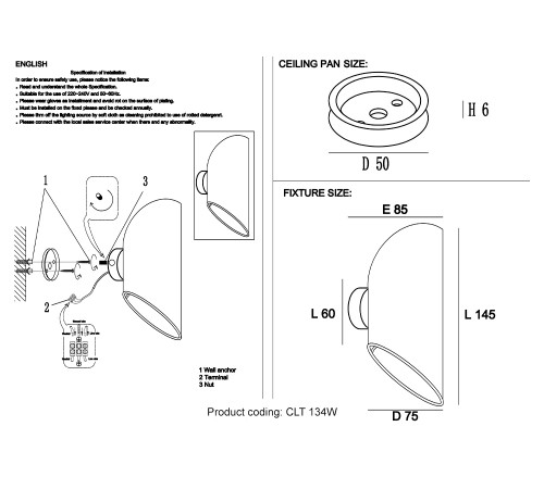 Бра Crystal Lux CLT 134W WH