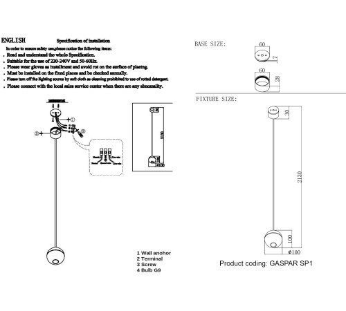 Светильник подвесной Crystal Lux GASPAR SP1 WHITE