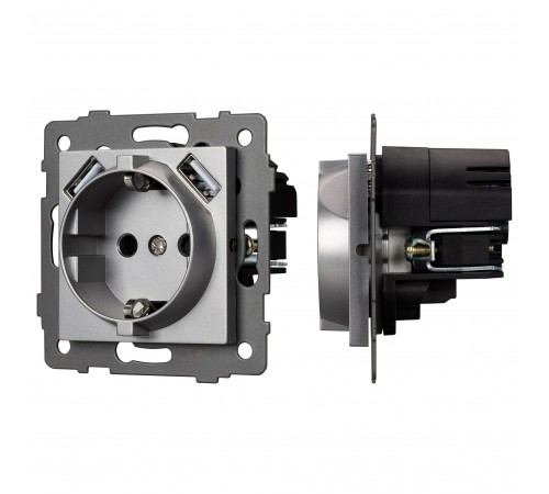 Розетка с заземлением и 2хUSB type A, без рамки Arlight 49820 SCT