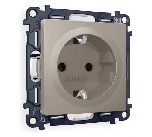 Розетка с заземлением, без рамки Ambrella Volt MA366010 Quant