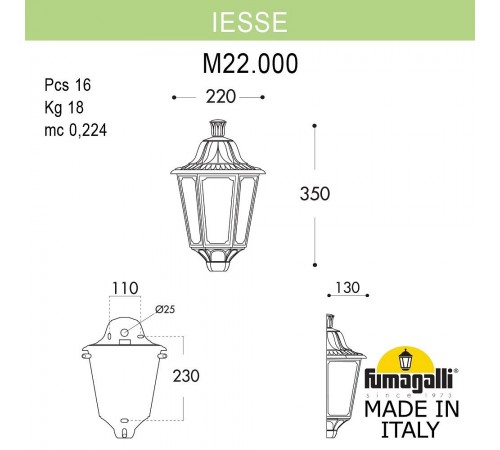 Накладной светильник Fumagalli M22.000.000.WXF1R Iesse