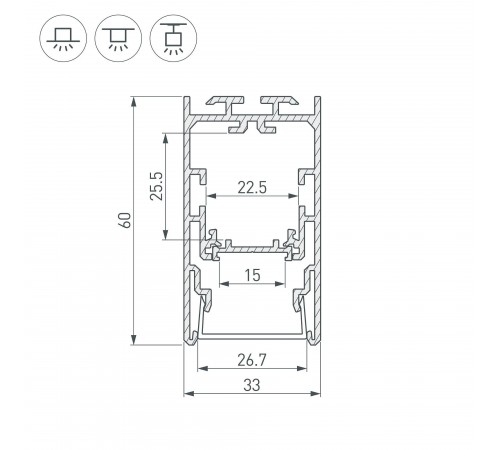 Профиль Arlight 021171 S2-LINE-3360-2500 ANOD+OPAL