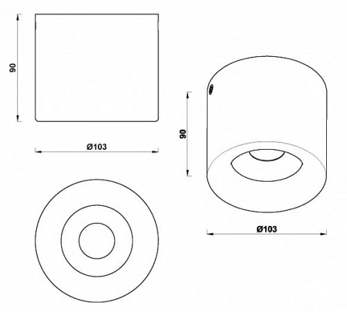 Накладной светильник iLedex 113-12W-D100-4000K-24DG-BK Metrica