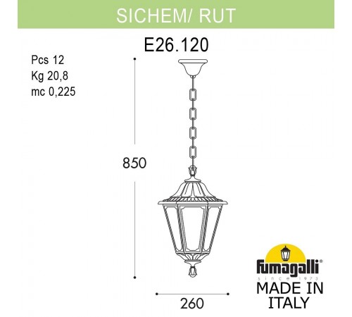 Подвесной светильник Fumagalli E26.120.000.WXF1R Rut