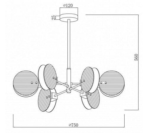 Люстра на штанге iLamp 15598-6 SN+CL Panorama