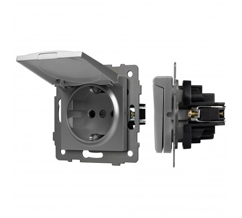 Розетка влагозащищенная с заземлением и со шторкой, без рамки с крышкой Arlight 49836 SCT