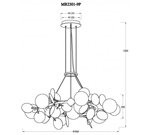 Подвесная люстра MyFar MR2301-9P Flavia
