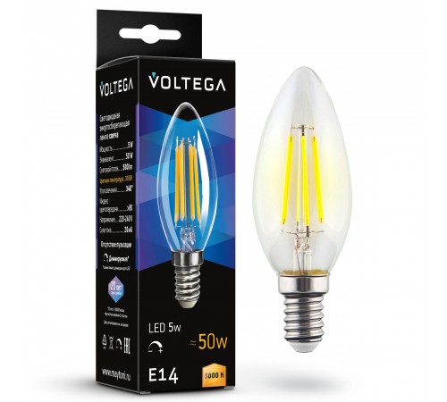 Лампа светодиодная Voltega 7200 Candle dim 5W