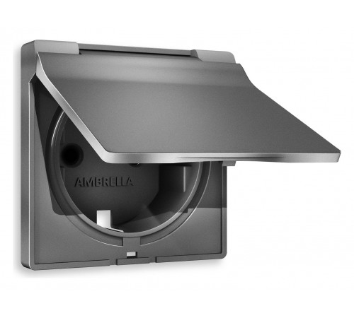 Накладка для розетки влагозащищенной с заземлением и со шторками с крышкой Ambrella Volt AP6580 Quant