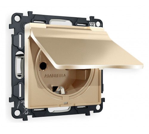 Розетка с заземлением и со шторкой, без рамки с крышкой Ambrella Volt MA608010 Quant