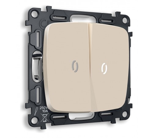 Выключатель проходной двухклавишный с подсветкой без рамки Ambrella Volt MO324035 Quant