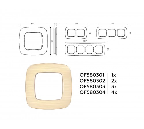 Рамка на 1 пост Ambrella Volt OF580301 Radian Металл