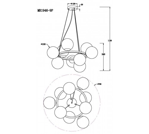 Подвесная люстра MyFar MR1946-9P Aerton