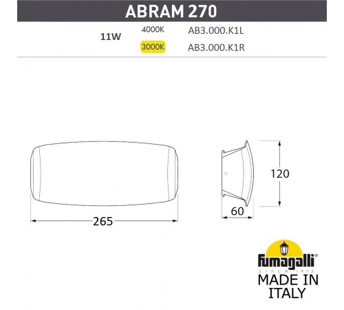 Накладной светильник Fumagalli AB3.000.000.AXP1L Abram