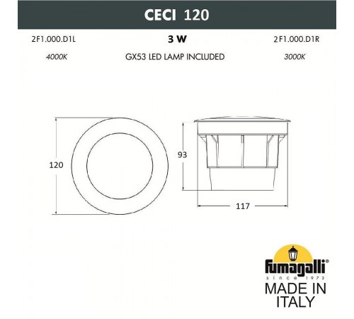 Встраиваемый в дорогу светильник Fumagalli 2F1.000.000.LXG1L Ceci