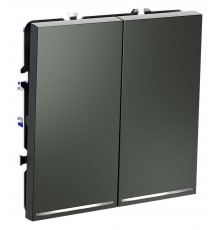 Выключатель проходной двухклавишный с подсветкой без рамки Voltum VLS020406 S70