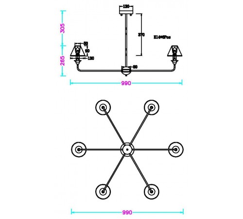 Люстра на штанге MyFar MR2400-6C Leon