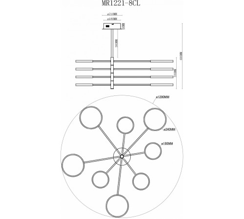 Люстра на штанге MyFar MR1221-8CL Eva