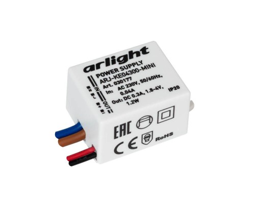 Драйвер Arlight ARJ-KE04300-Mini 1,8-4V 1,2W IP20 0,3A 030177