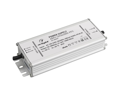 Драйвер Arlight ARPJ-UH362800-PFC 21-36V 100W IP67 2,8A 024279