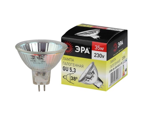 Лампа галогенная ЭРА GU5.3 35W 2700K прозрачная GU5.3-JCDR (MR16) -35W-230V-CL C0027363