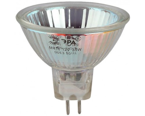 Лампа галогенная ЭРА GU5.3 35W 3000K прозрачная GU5.3-MR16-35W-12V-CL C0027355