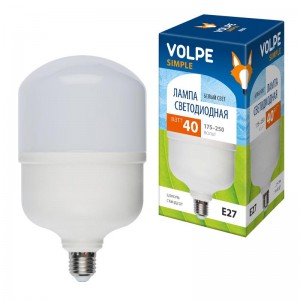 Лампа LED сверхмощная Volpe E27 40W 4000K матовая LED-M80-40W/NW/E27/FR/S UL-00002905