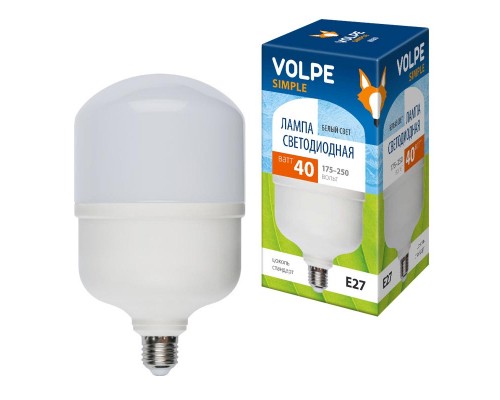 Лампа LED сверхмощная Volpe E27 40W 4000K матовая LED-M80-40W/NW/E27/FR/S UL-00002905