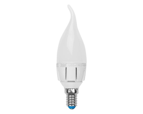 Лампа светодиодная диммируемая Uniel E14 6W 4500K матовая LED-CW37-6W/NW/E14/FR/DIM PLP01WH UL-00000727