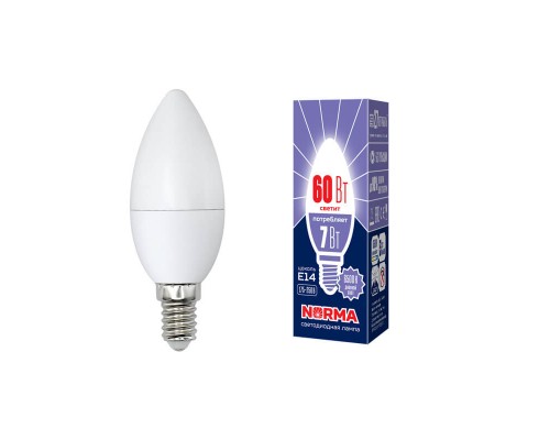 Лампа светодиодная E14 7W 6500K матовая LED-C37-7W/DW/E14/FR/NR UL-00003794