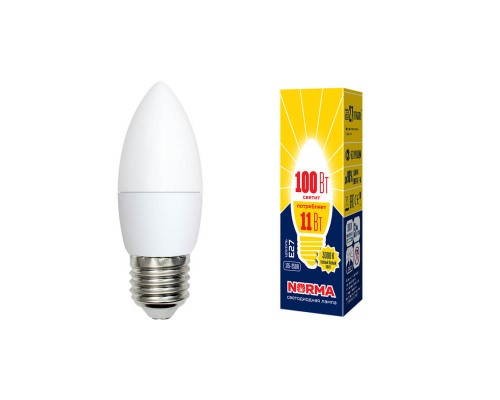 Лампа светодиодная E27 11W 3000K матовая LED-C37-11W/WW/E27/FR/NR UL-00003815