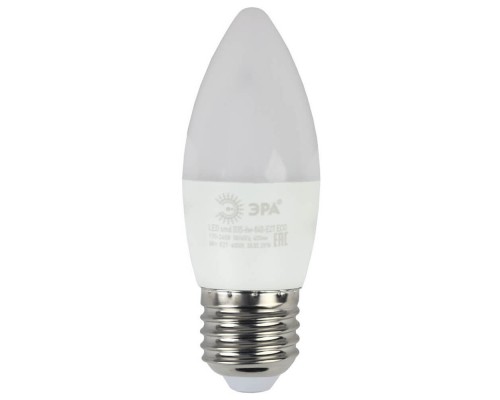 Лампа светодиодная ЭРА E27 6W 2700K матовая ECO LED B35-6W-827-E27 Б0020620