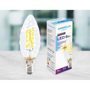 Лампа светодиодная филаментная Ambrella light E14 6W 4200K прозрачная 202124