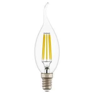 Лампа светодиодная филаментная Lightstar LED Filament E14 6W 3000К свеча на ветру прозрачная 933602