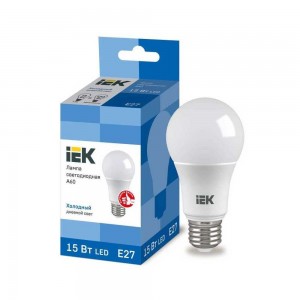 Лампа светодиодная IEK E27 15W 6500K матовая LLE-A60-15-230-65-E27