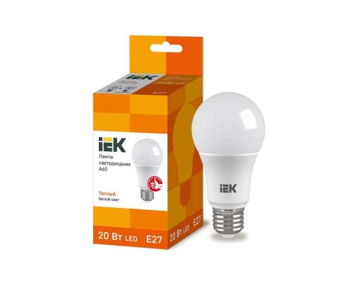 Лампа светодиодная IEK E27 20W 3000K матовая LLE-A60-20-230-30-E27