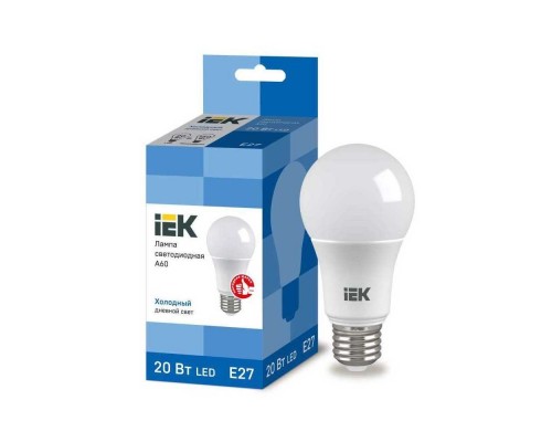 Лампа светодиодная IEK E27 20W 6500K матовая LLE-A60-20-230-65-E27