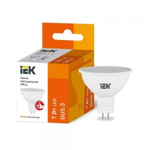 Лампа светодиодная IEK GU5.3 7W 3000K матовая LLE-MR16-7-230-30-GU5