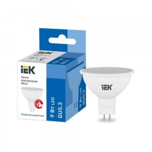 Лампа светодиодная IEK GU5.3 9W 6500K матовая LLE-MR16-9-230-65-GU5